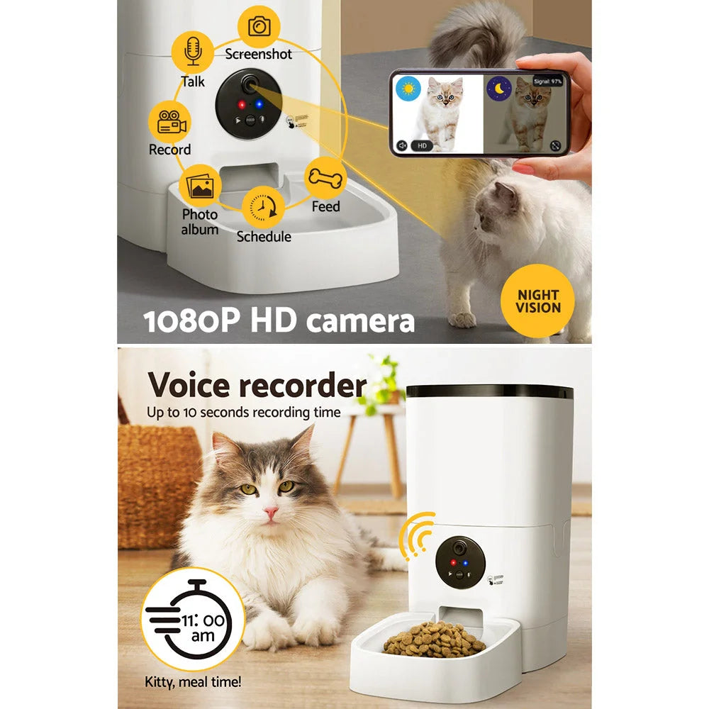 Automatic Pet Feeder 6L WiFi Camera Dog Cat Smart Food