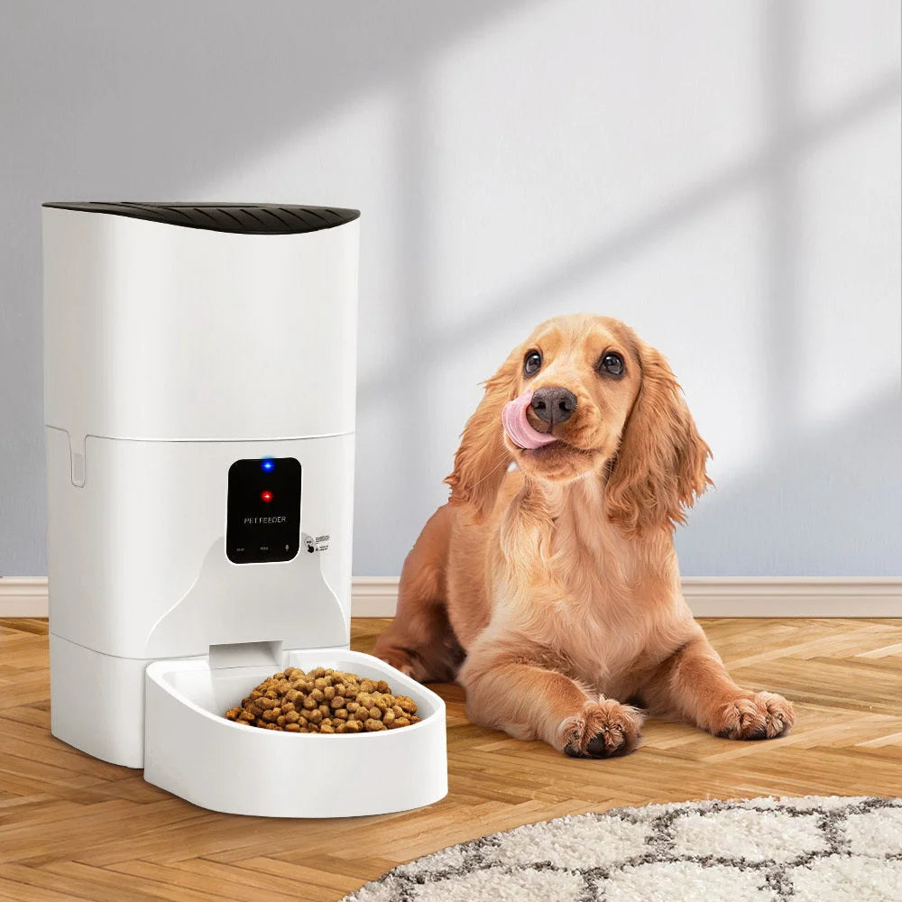 9l automatic pet feeder with caster wheels and side handle rail