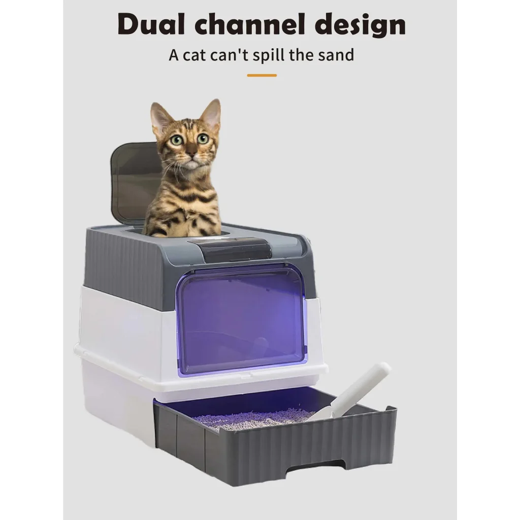 Automatic UV Sterilizing Cat Litter Box -Enclosed Design