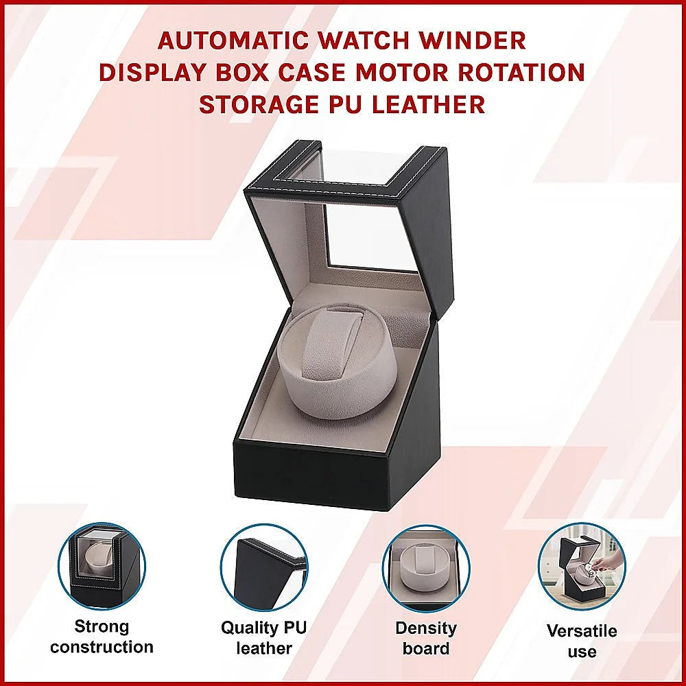 Leather automatic watch winder with shape details and included parts