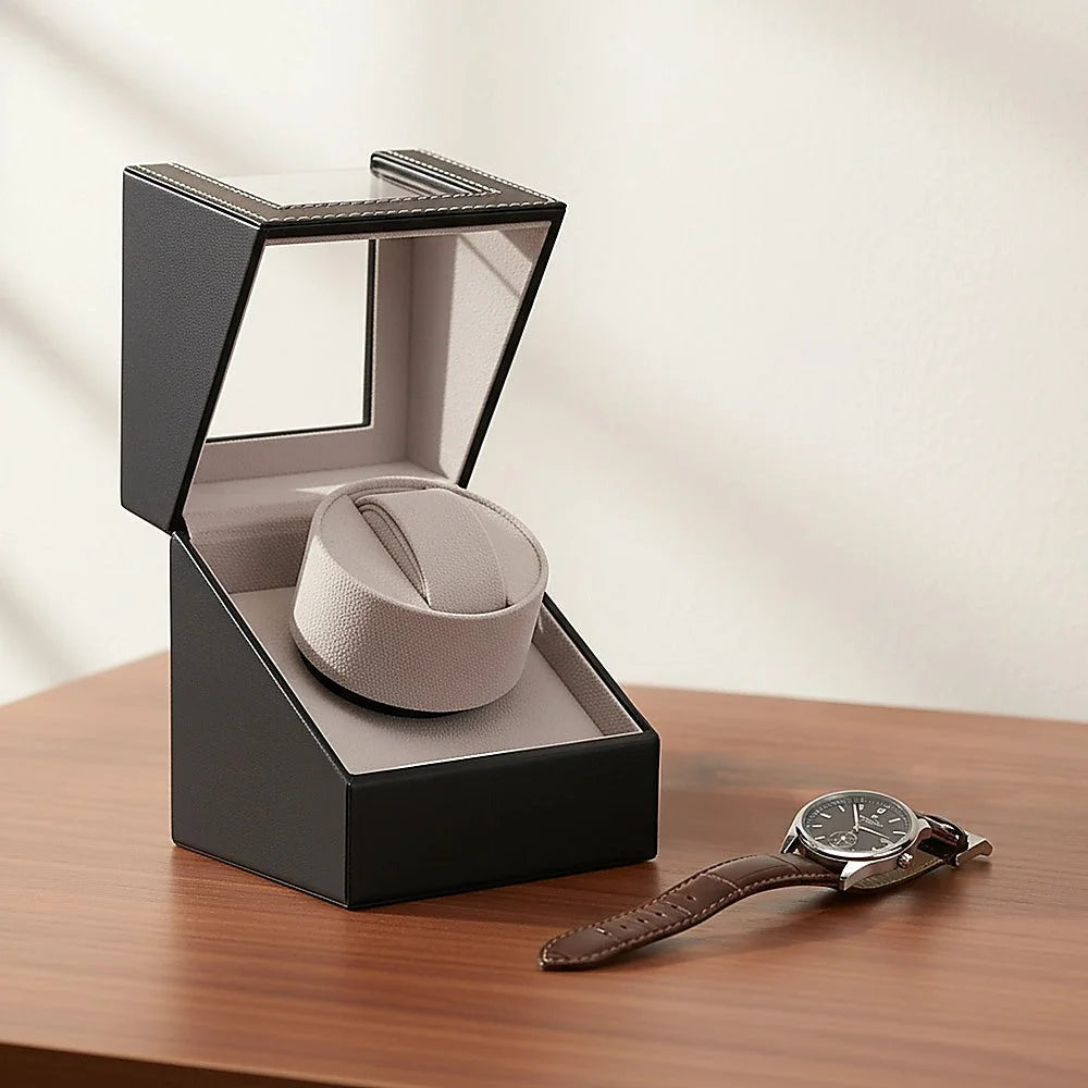 Automatic Watch Winder Display Box Case Motor Rotation Storage PU Leat ...