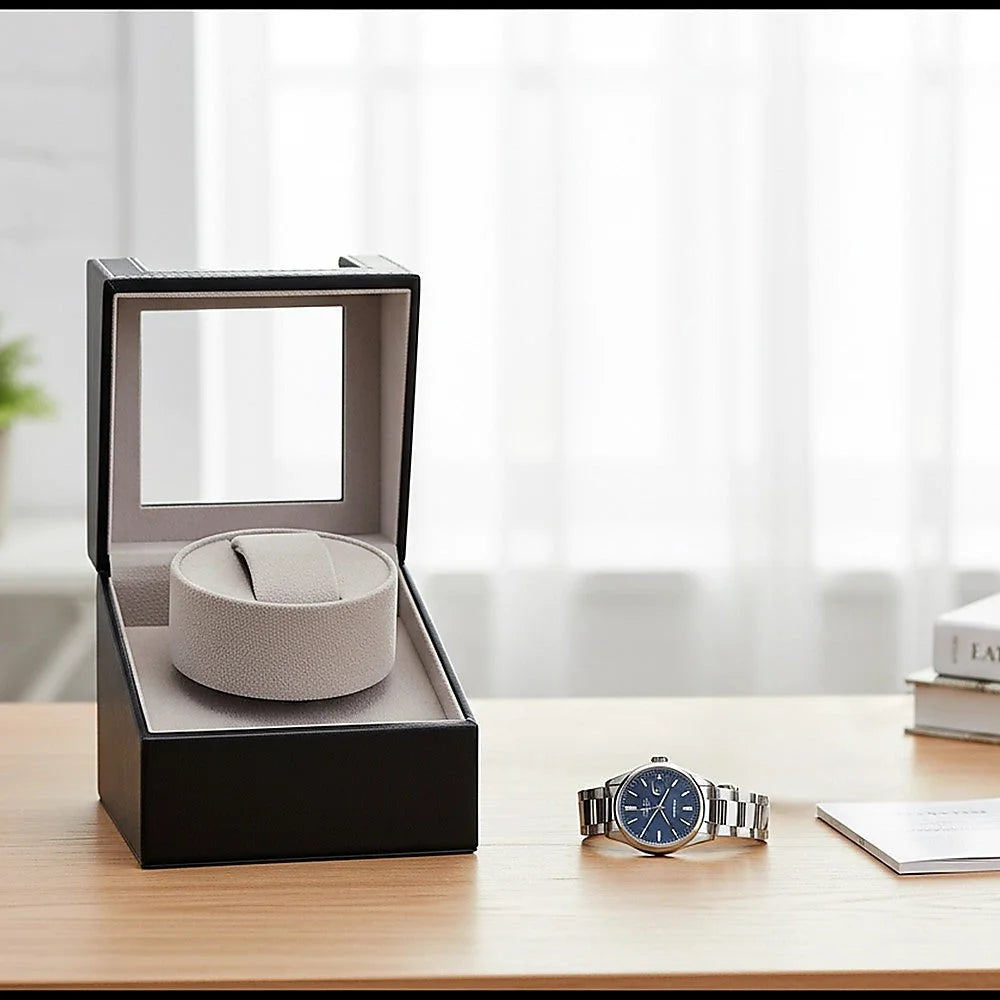 Automatic Watch Winder Display Box Case Motor Rotation Storage PU Leat ...