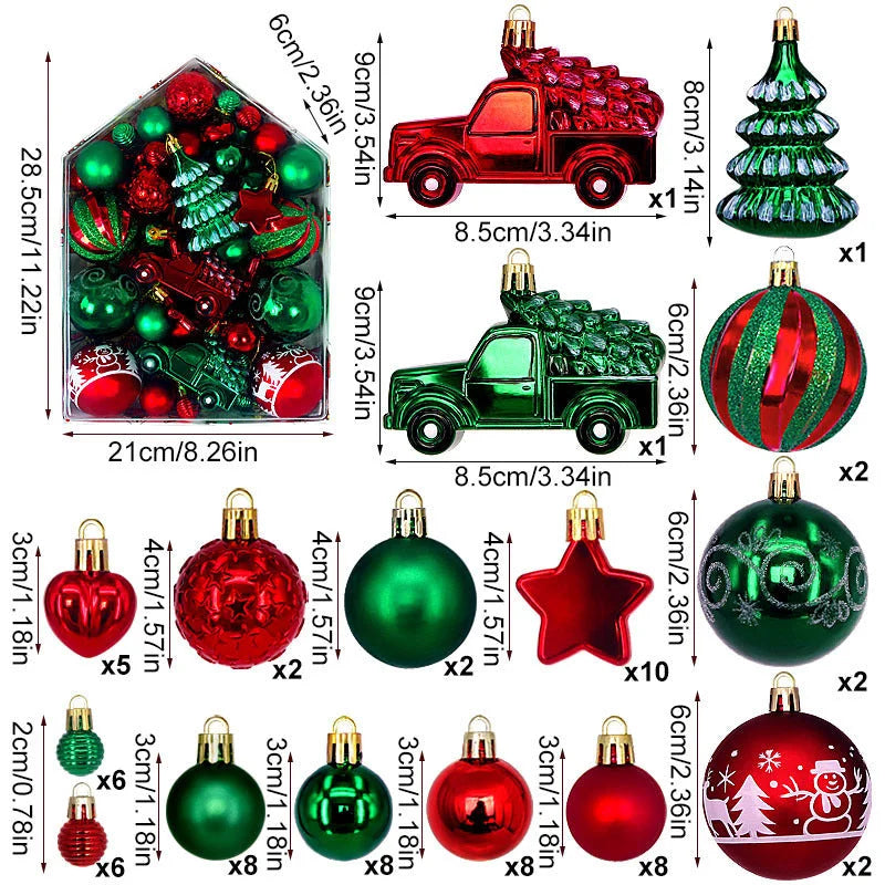 Automobile Model 72-Piece Christmas Bauble Set