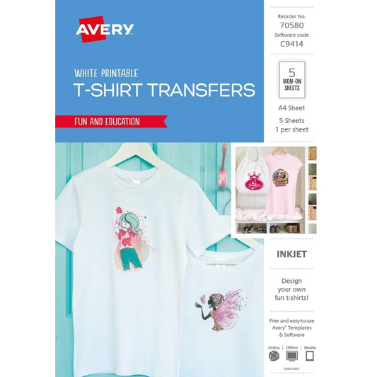 Avery Inspired T-Shirt Transfer Clear Sheets 5 Sheets