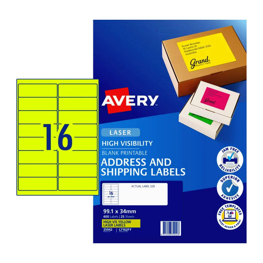 AVERY Laser Label YL L7162FY 16Up - Pack of 25