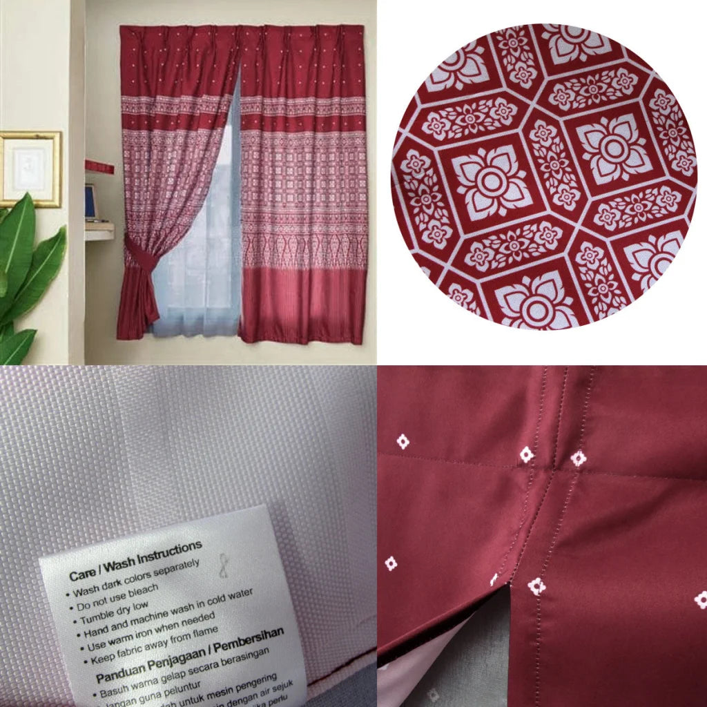 Avon Home Casa Kayangan Burgundy Pinch Pleat Window Curtain