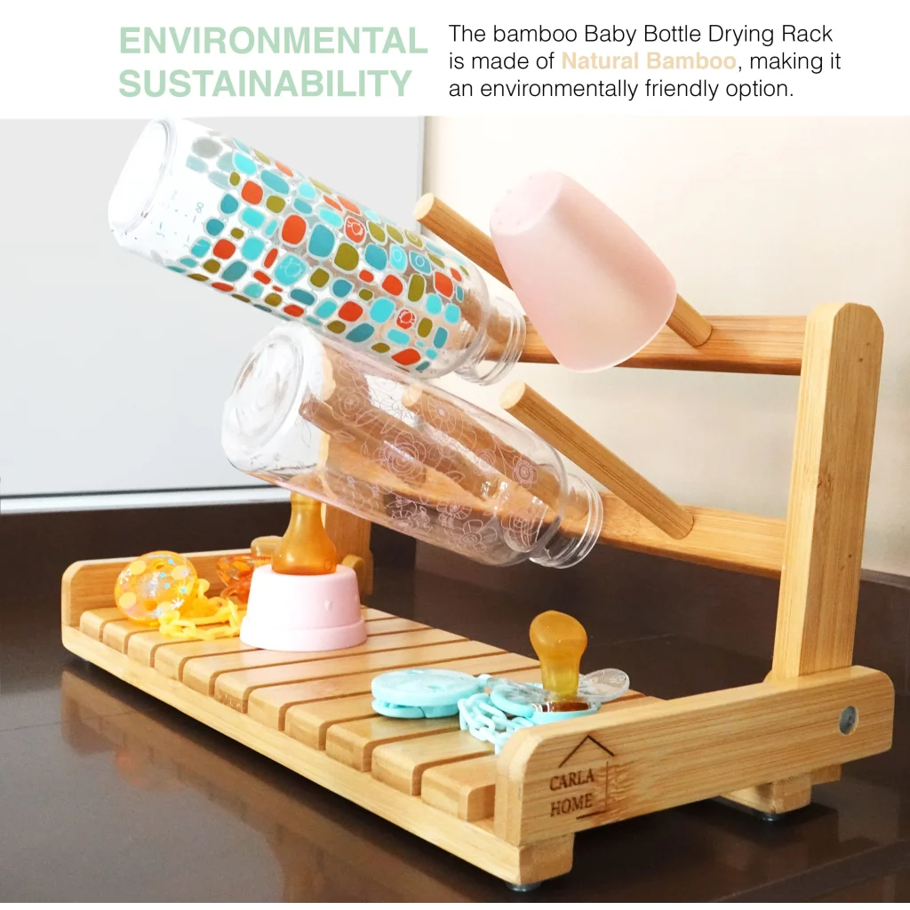 Baby Bottle Drying Rack Portable Bamboo CARLA HOME - Home &