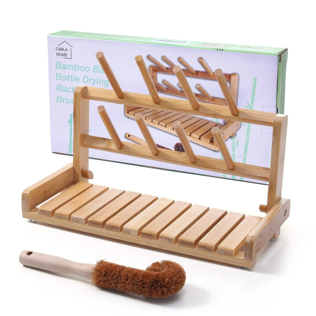 Baby Bottle Drying Rack Portable Bamboo CARLA HOME - Home &
