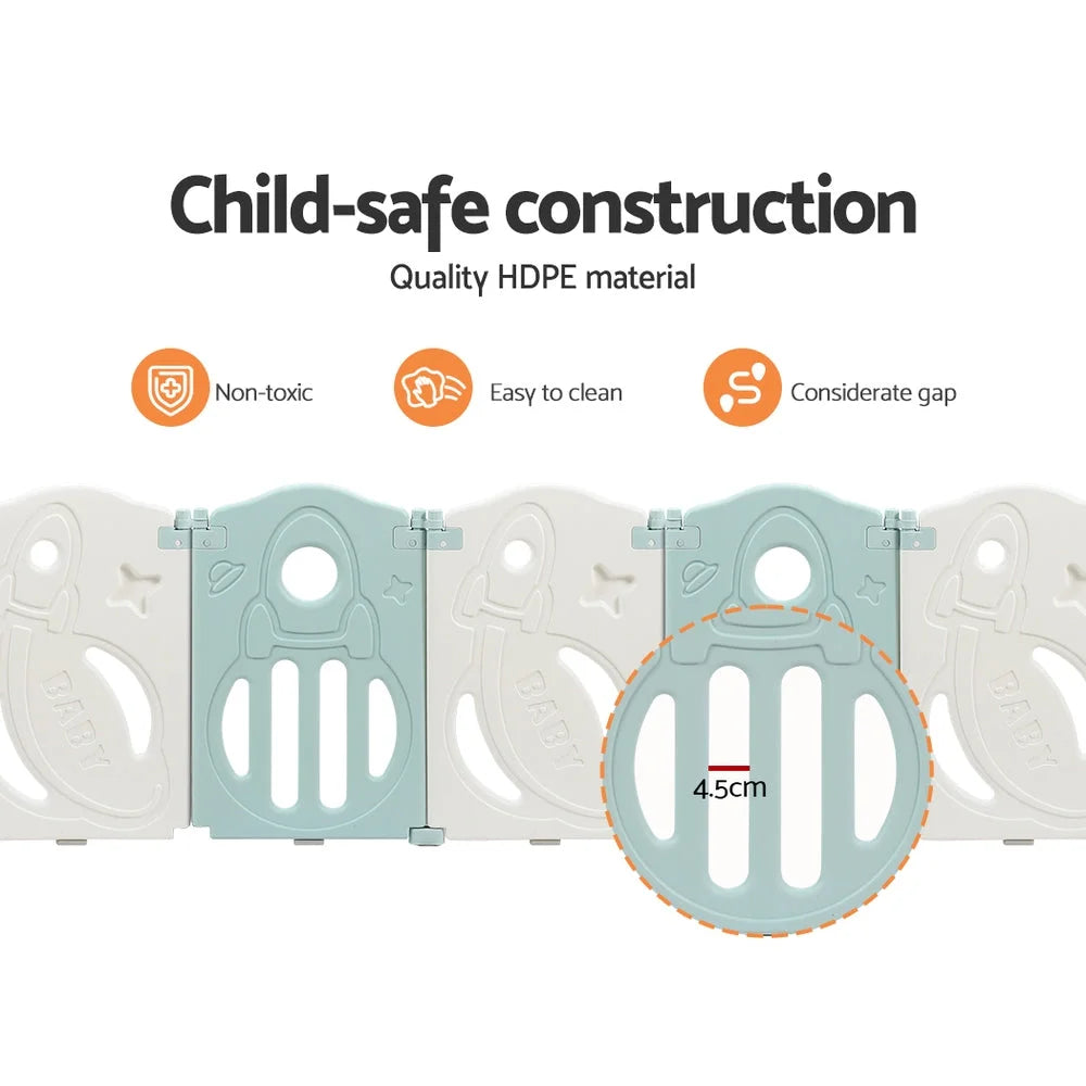Baby Playpen 16 Panels Foldable Toddler Fence Safety Play