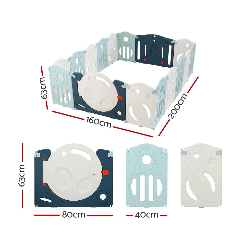 Baby Playpen 16 Panels Foldable Toddler Fence Safety Play