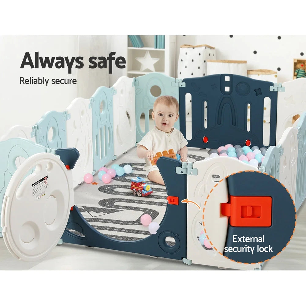 Baby Playpen 16 Panels Foldable Toddler Fence Safety Play