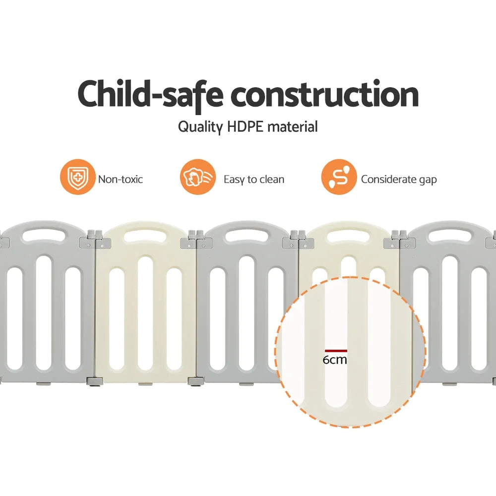 Baby Playpen 16 Panels Foldable Toddler Fence Safety Play