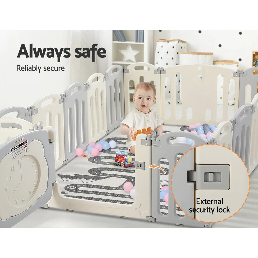 Baby Playpen 16 Panels Foldable Toddler Fence Safety Play