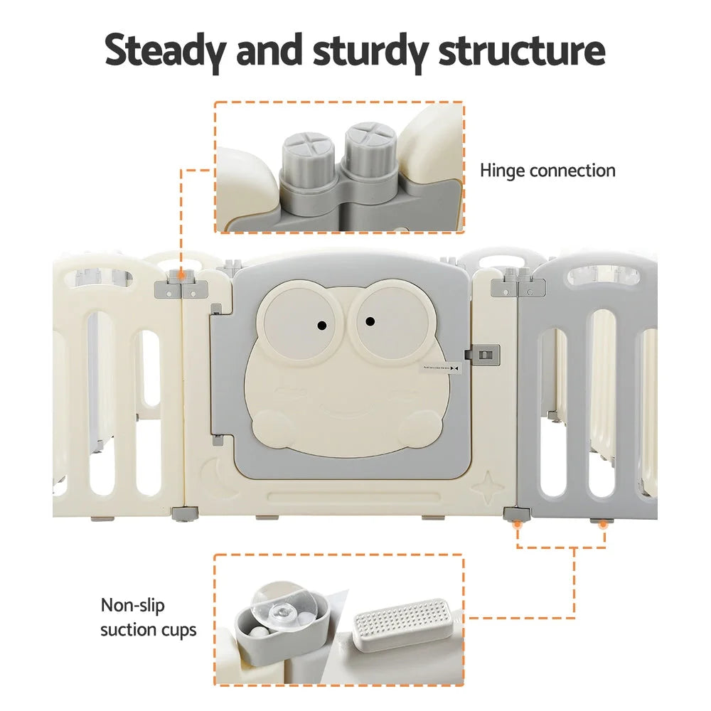 Baby playpen panels with frame detail shown