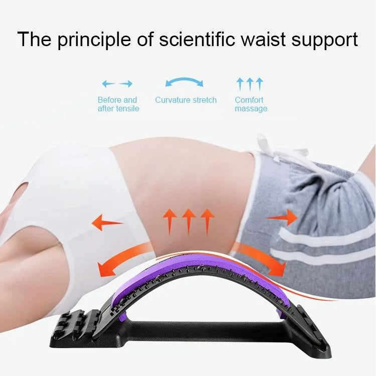 Back Pain Relief Device Lumbar Traction Stretcher - Black