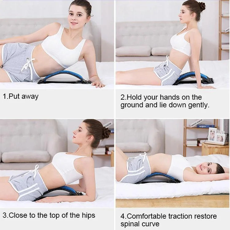 Back Pain Relief Device Lumbar Traction Stretcher - Red