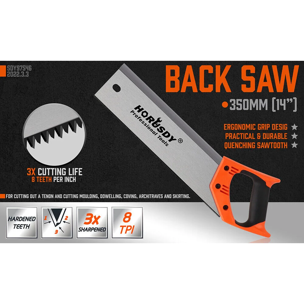 Back Saw 14’’ Wood Hand Saw Ergonomic Handle Timber Plastic