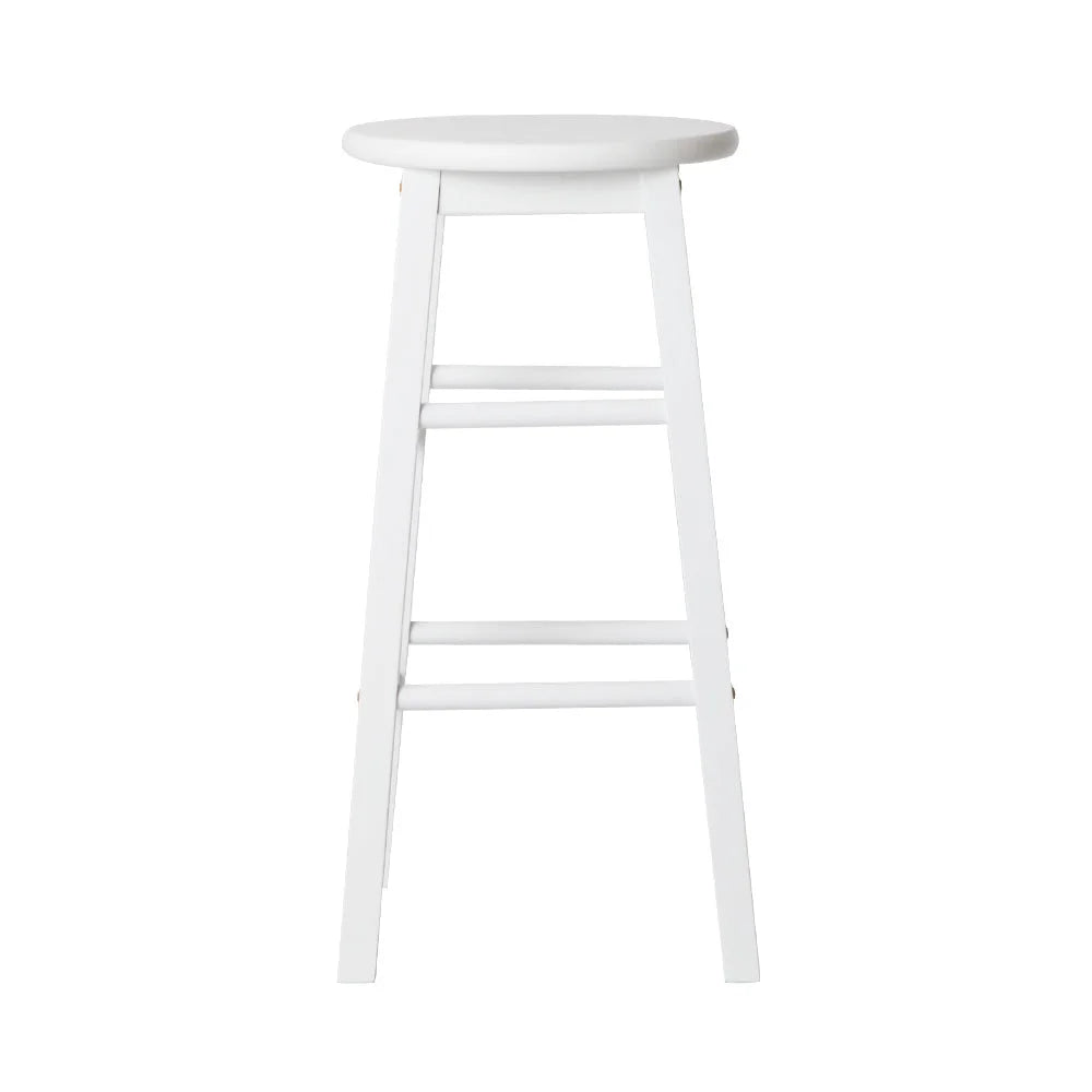 Set of two white wood bar stools