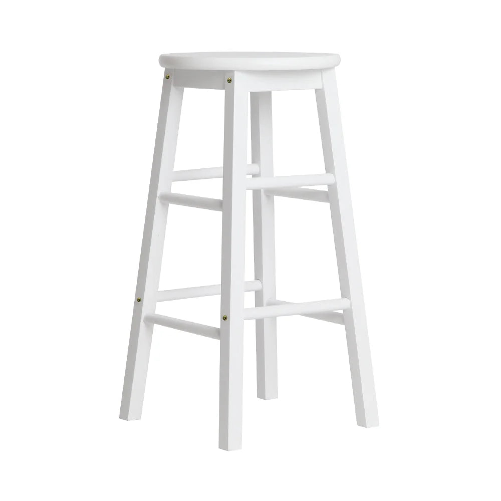 White wood bar stool set with chair legs and seat detailing