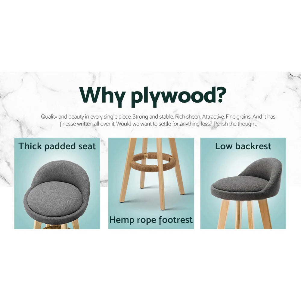 Backrest bar stools with visible material texture