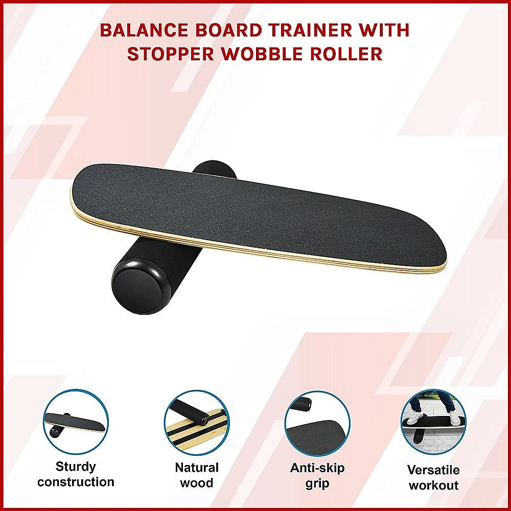 Balance Board Trainer with Adjustable Stopper Wobble Roller