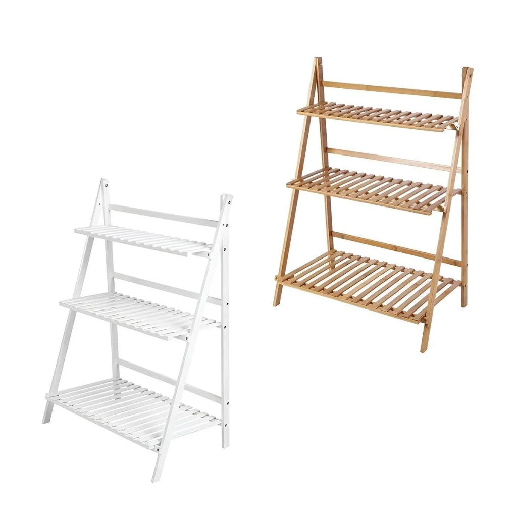 Balcony Plant Stand 3-Layer Wooden Flower Pot Corner Stand