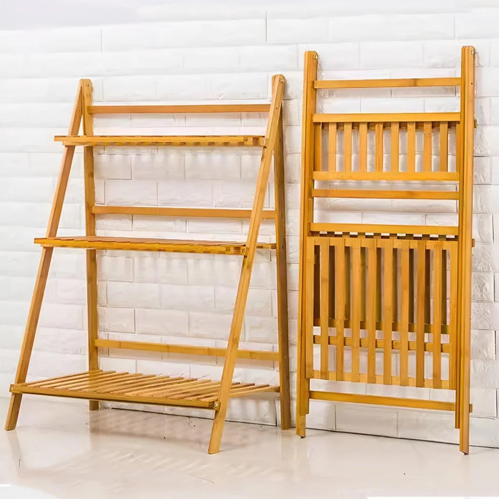 Balcony Plant Stand 3-Layer Wooden Flower Pot Corner Stand