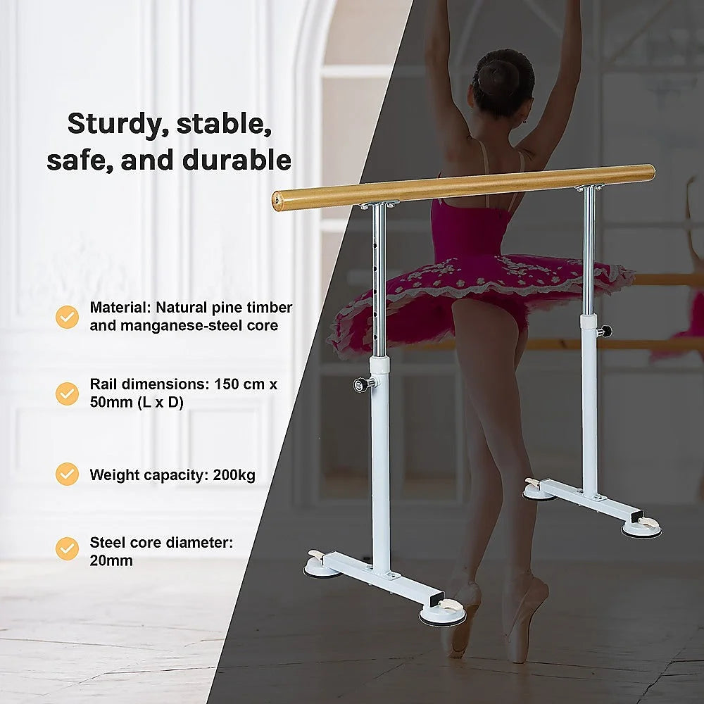 Ballet Bar Wooden Portable Stretch Barre Dance Bar 1.5M