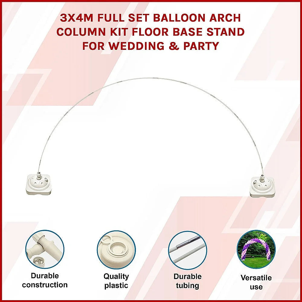 Balloon Arch Column Kit 3x4m Full Set Floor Base Stand