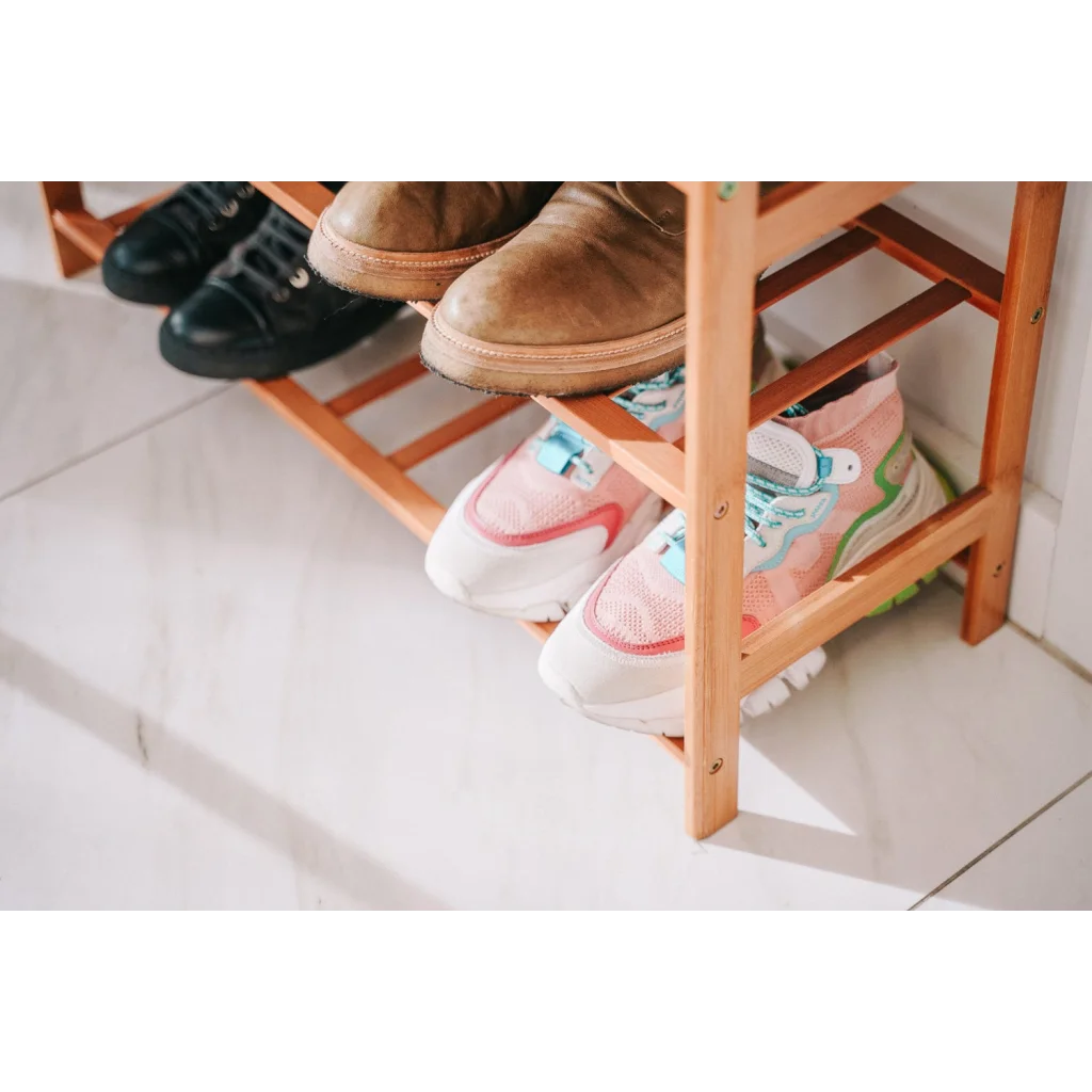 Bamboo 3 Tiers Layers Storage Shoe Rack & Organiser