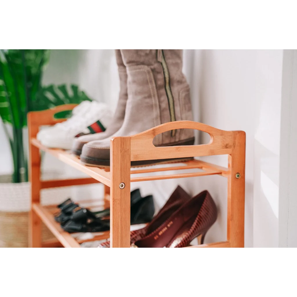 Bamboo 3 Tiers Layers Storage Shoe Rack & Organiser