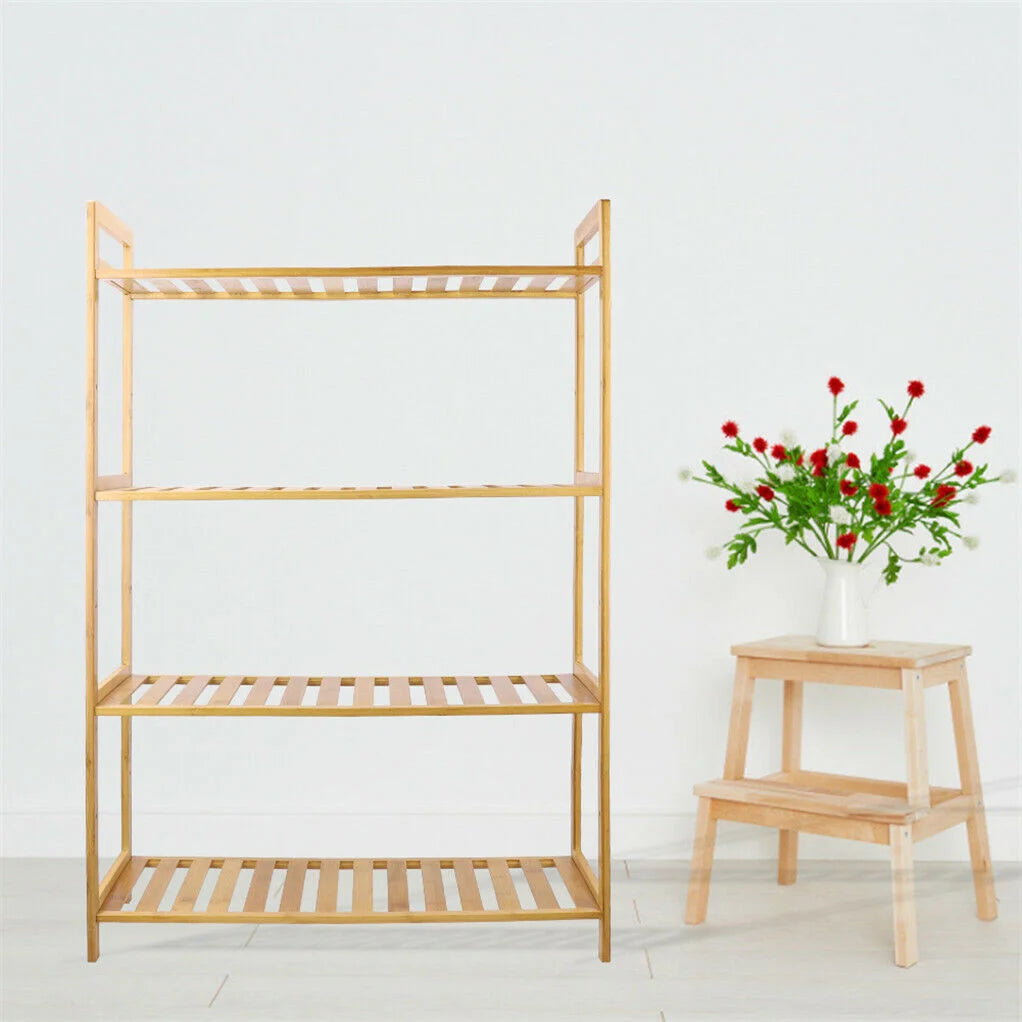 Bamboo tier shelving unit bookshelf