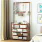 Bamboo storage rack with upright supports and shelf tiers