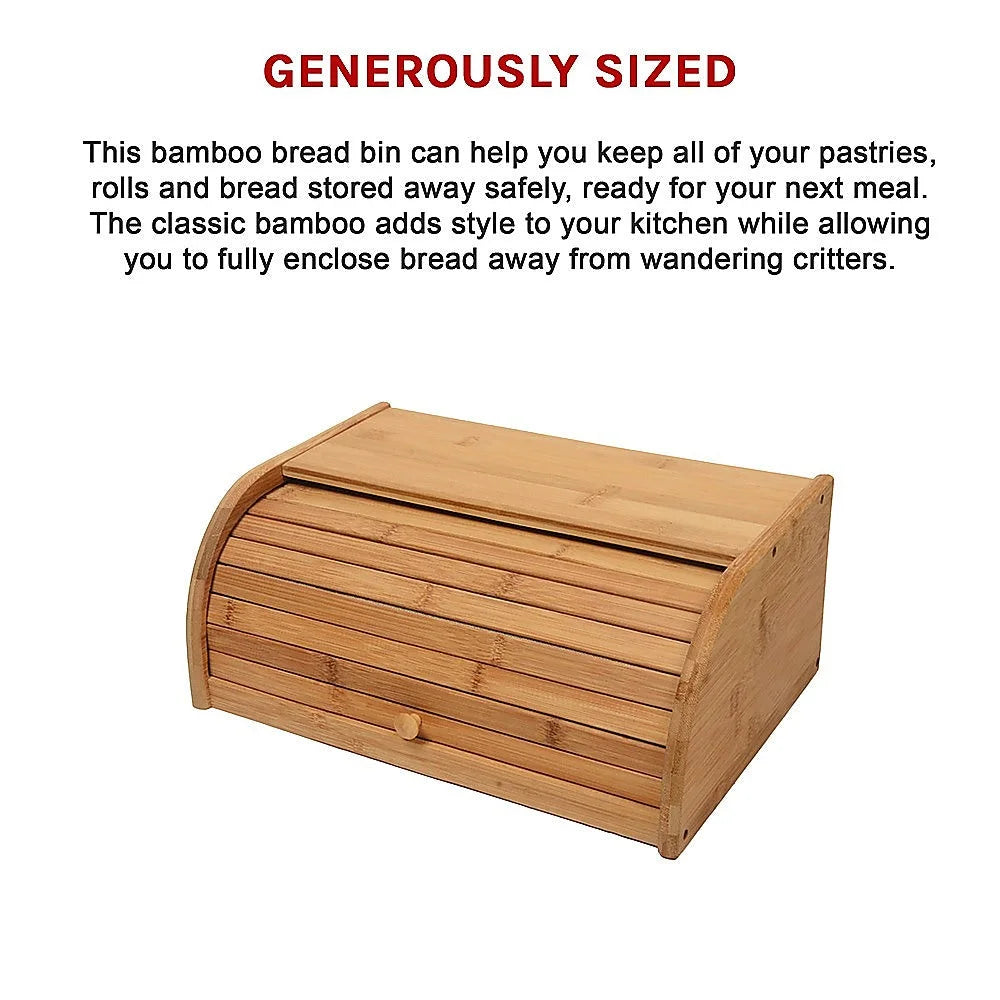 Bamboo Bread Bin Storage Box - Kitchen Loaf Pastry