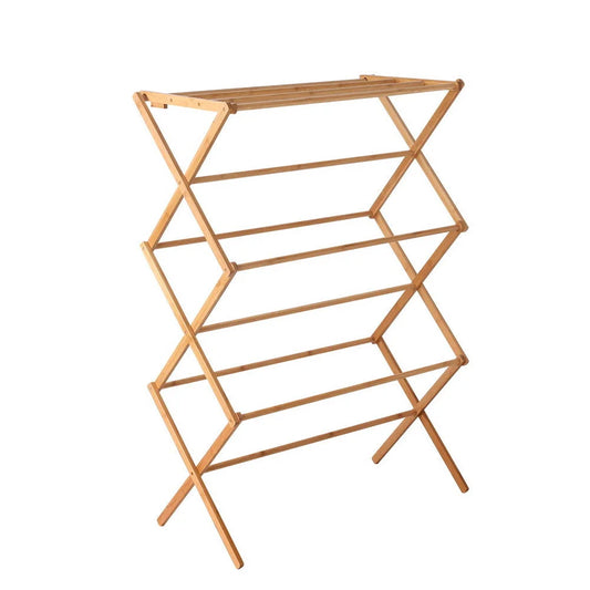 Bamboo Clothes Dry Rack Foldable Towel Hanger - Bedroom