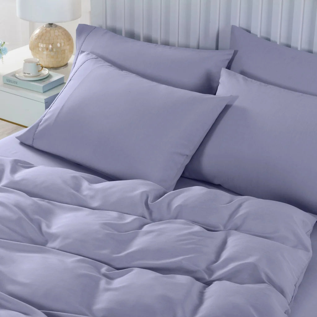 Bamboo Cooling 2000TC 6-Piece Combo Set - Queen Lilac Grey Royal Comfort
