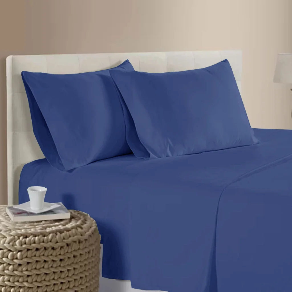 Bamboo Cotton Sheet Set 400TC Blue Queen - Artex - Home &