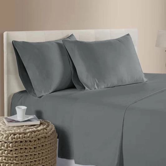 Bamboo Cotton Sheet Set 400TC Pewter Queen - Artex - Home &