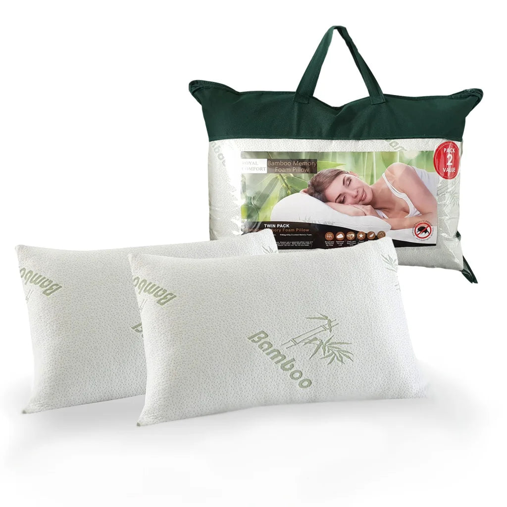 Bamboo Covered Memory Foam Pillow - 2PK Royal Comfort