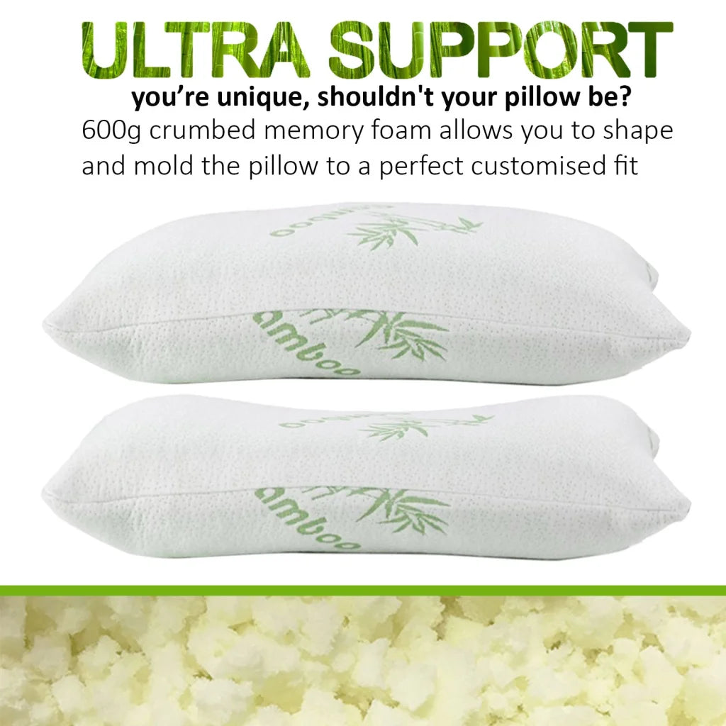 Bamboo Covered Memory Foam Pillow - 2PK Royal Comfort