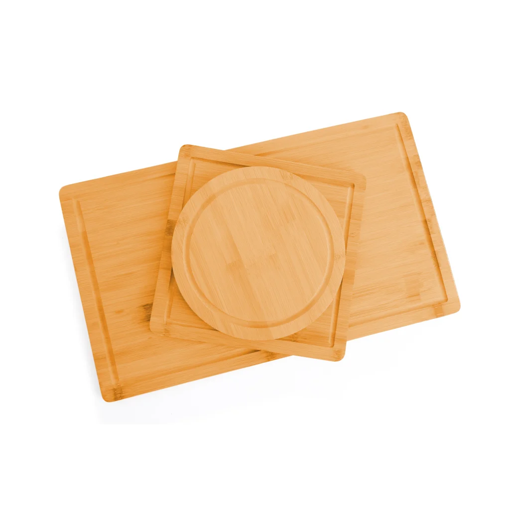 Bamboo Cutting Board 3 Pieces with Juice Groove and Mobile