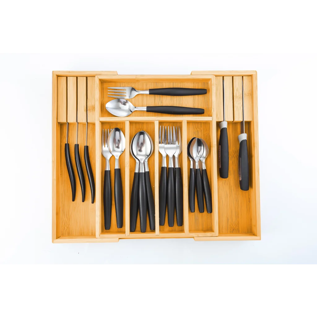 Bamboo Expandable Drawer Organizer Large Capacity