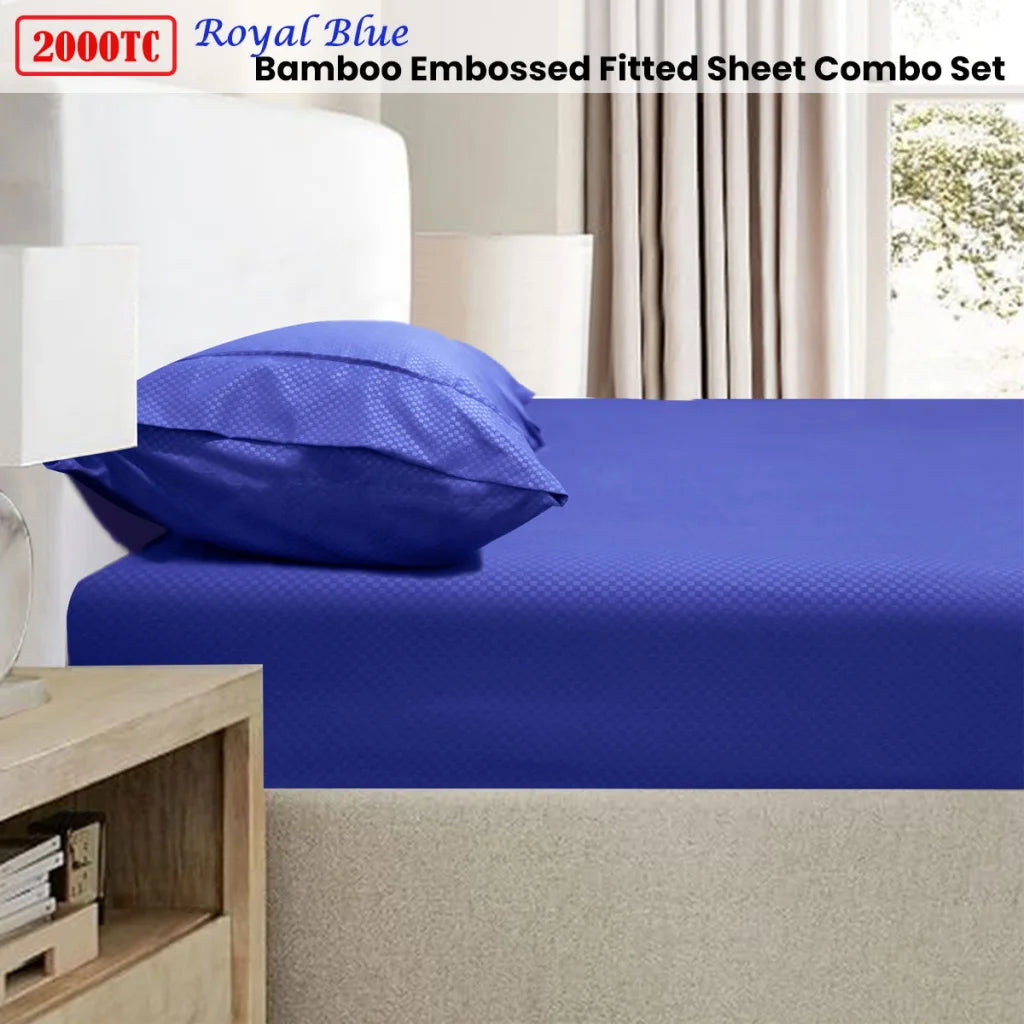 Bamboo Fitted Sheet Combo Set Ramesses 2000TC Embossed