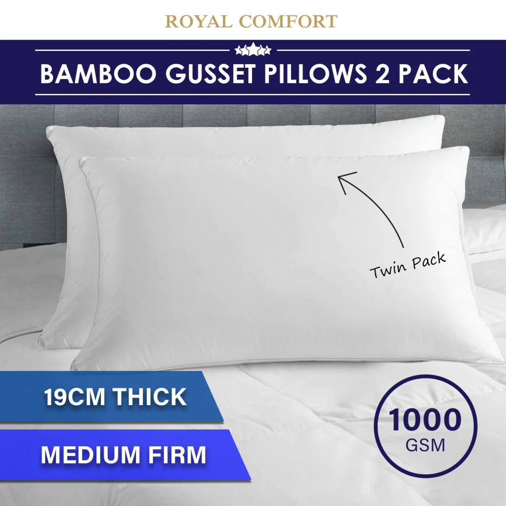 Bamboo Gusset Pillow - Twin Pack Luxury