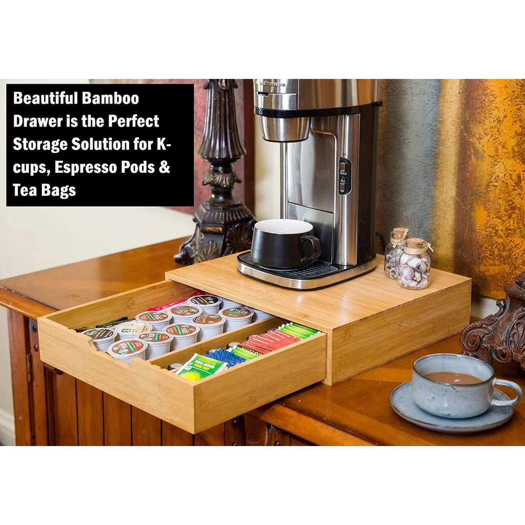 Cup Coffee Pod Holder Storage Organizer Kitchen Bamboo K