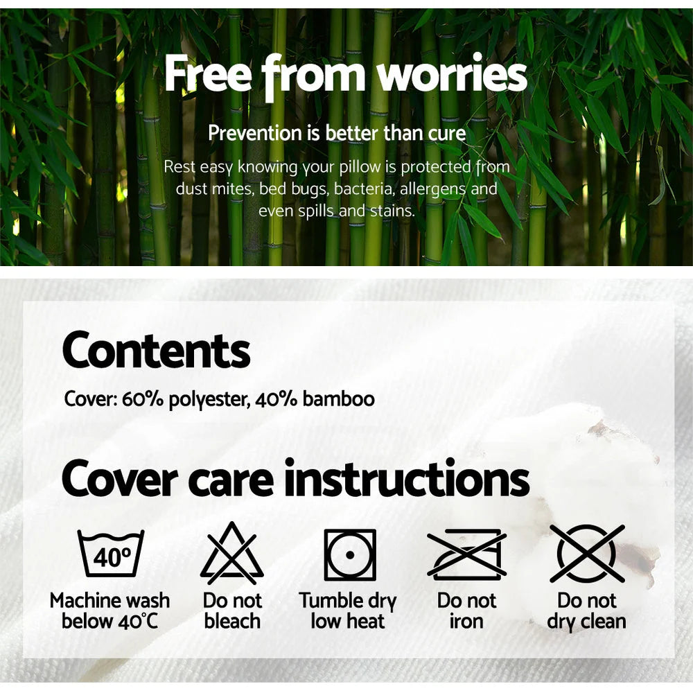 Bamboo Memory Foam Pillows (Set of 2) - Bedding