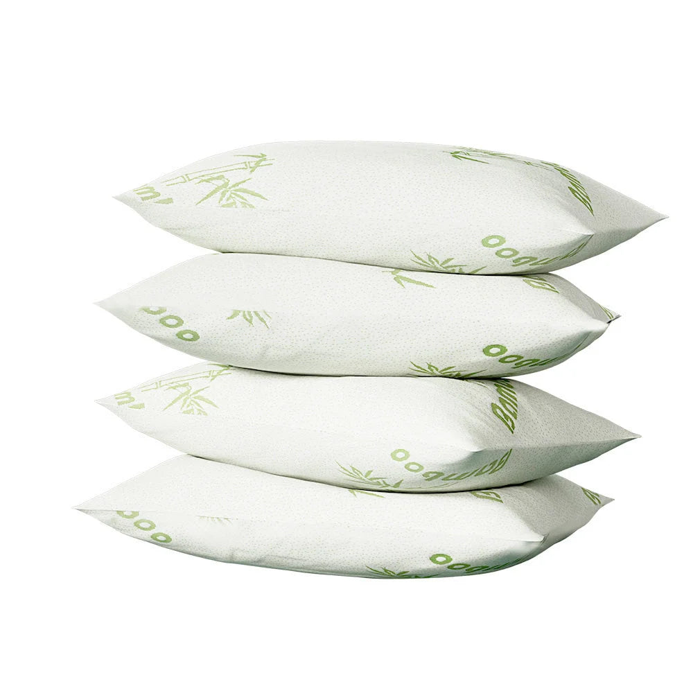 Bamboo Pillow Set 4 Pack Bedding Family Hotel Quality