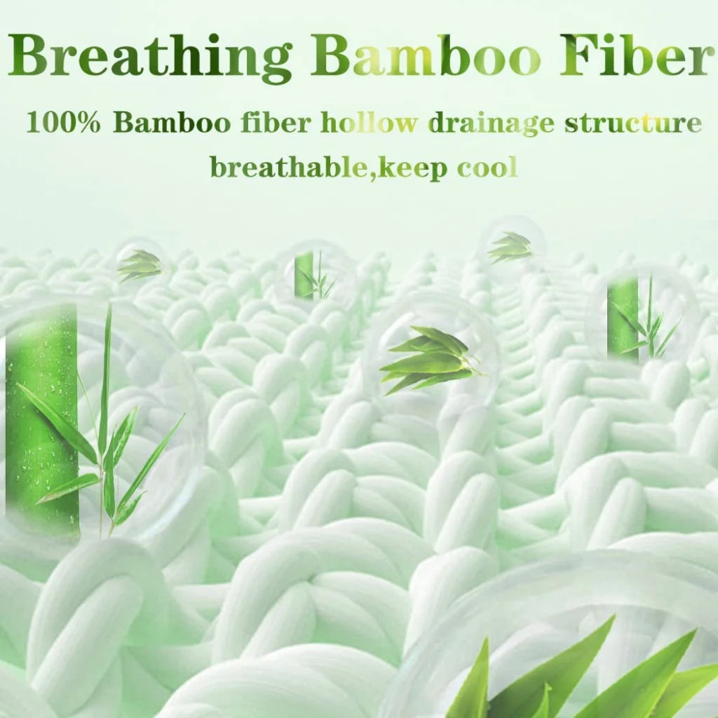 Bamboo mattress topper with foam layer and stitched cover