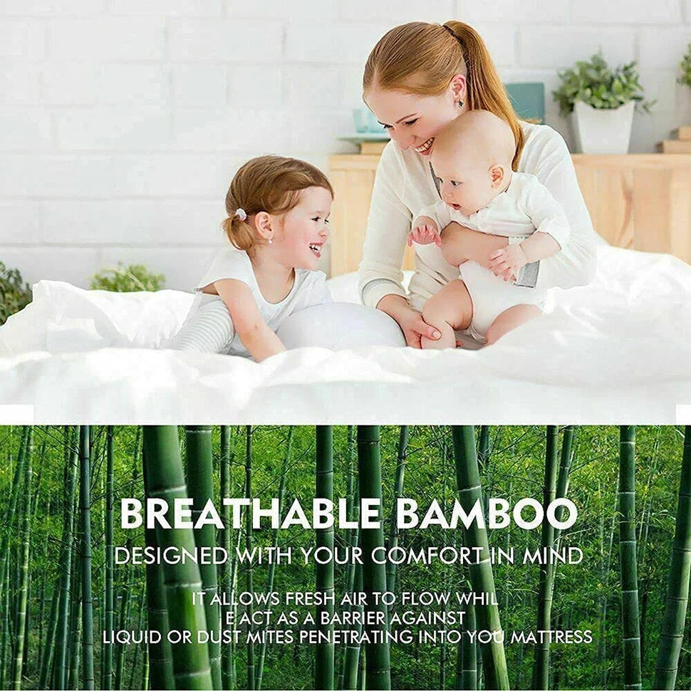 Bamboo mattress topper with mattress cushioning and stitched sides