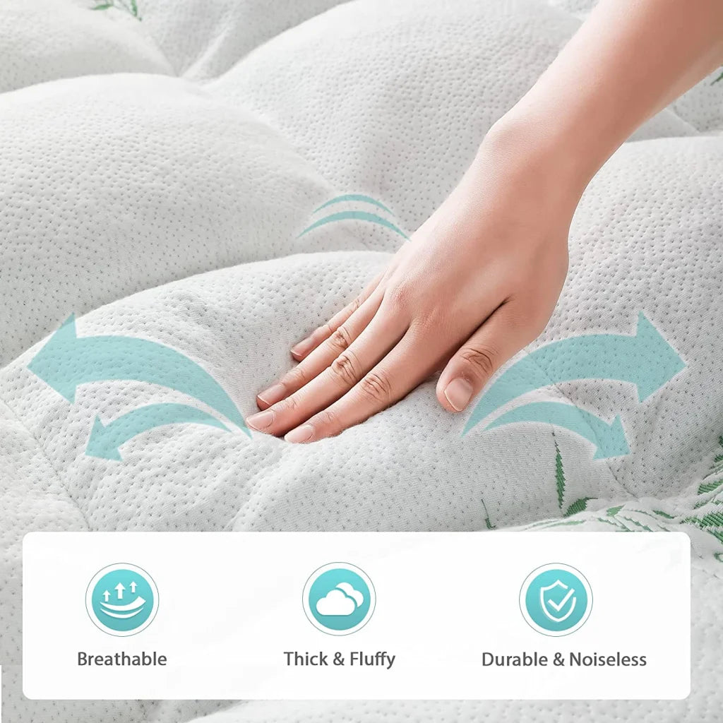 Bamboo Pillowtop Mattress Topper Luxury Bedding Mat Pad
